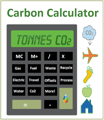 Scetch of a calculator with the words carbon calculator